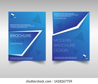 Brochure template layout design. Corporate business brochure template in blue. 
Vector annual report cover template.