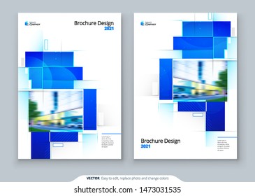 Brochure template layout design. Corporate business annual report, catalog, magazine, flyer mockup. Creative modern bright concept with square shapes