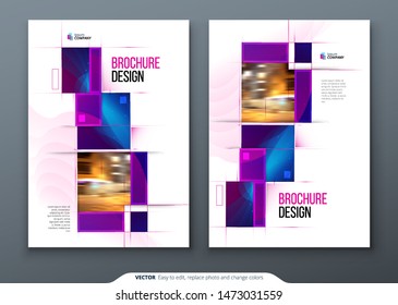 Brochure template layout design. Corporate business annual report, catalog, magazine, flyer mockup. Creative modern bright concept with square shapes