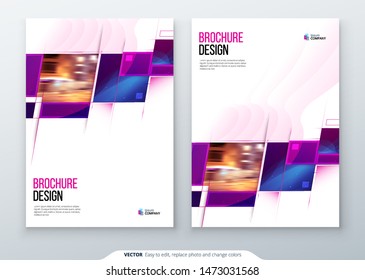 Brochure template layout design. Corporate business annual report, catalog, magazine, flyer mockup. Creative modern bright concept with square shapes