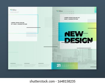 Brochure Template Layout Design. Corporate Business Brochure, Annual Report, Catalog, Magazine, Flyer Mockup. Green Creative Modern Bright Concept with Line Shapes. Vector