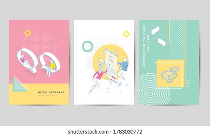 Brochure template layout design. Corporate Business Flyer, Corporate Business Flyer. Young woman and women taking photo and posting in social networks.