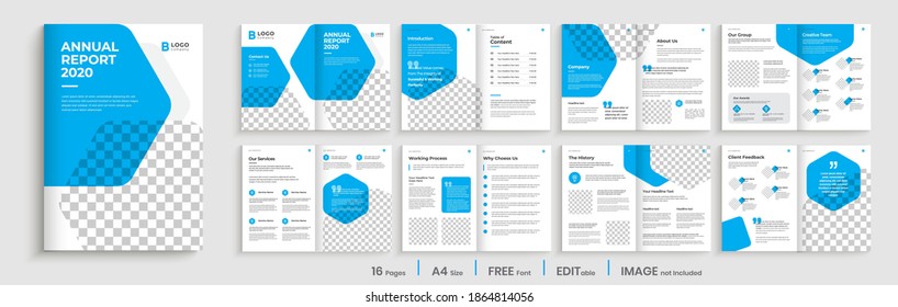 Brochure template layout design, corporate multipage brochure design for your company, blue color shape design.