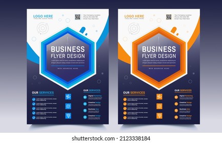 Brochure template layout design. Corporate business annual report, catalog, magazine mockup. Layout with modern orange elements and urban style photo. Creative poster, booklet, flyer or banner concept