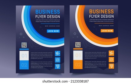 Brochure template layout design. Corporate business annual report, catalog, magazine mockup. Layout with modern orange elements and urban style photo. Creative poster, booklet, flyer or banner concept