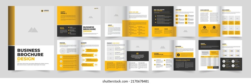 Design von Broschüren-Vorlagen und minimales mehrseitiges Design von Unternehmensbroschüren 