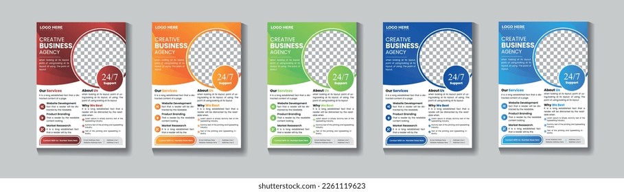Brochure template layout design. Corporate business annual report, catalog, magazine, flyer mockup. Creative modern bright concept circle round shape