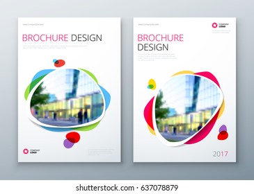 Diseño de diseño de plantilla de folleto. Informe anual del negocio empresarial, catálogo, revista, maqueta de volante. Concepto moderno y luminoso