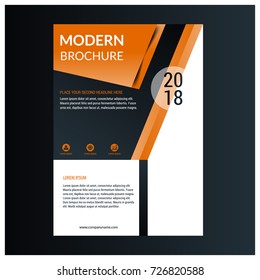 Brochure template layout design. Corporate business annual report, catalog, magazine mockup. Layout with modern orange elements. Creative poster, booklet, flyer or banner concept