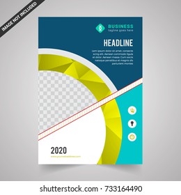 Brochure template layout design. Corporate business annual report, catalog, magazine mockup. Layout with modern orange elements and urban style photo. Creative poster, booklet, flyer banner concept
