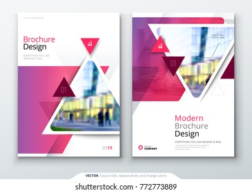 Brochure template layout design. Corporate business annual report, catalog, magazine, flyer mockup. Creative modern bright concept with triangle shapes and lines