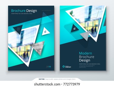 Brochure template layout design. Corporate business annual report, catalog, magazine, flyer mockup. Creative modern bright concept with triangle shape