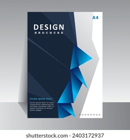 Diseño de diseño de plantilla de folleto, diseño de cubierta Fondo de color azul y negro. Informe anual. Plantilla de volante A4 moderna, póster, catálogo. Revista simple, folleto