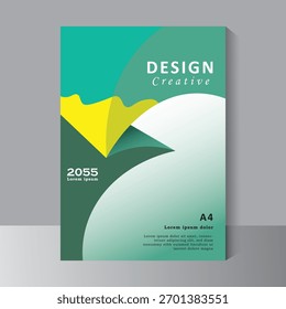 Brochure template layout design, Cover design With Blue green and yellow Color Background. Annual report. Modern A4 flyer template, Poster, catalog. Simple magazine, leaflet