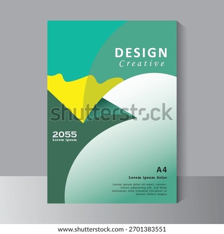 Brochure template layout design, Cover design With Blue green and yellow Color Background. Annual report. Modern A4 flyer template, Poster, catalog. Simple magazine, leaflet