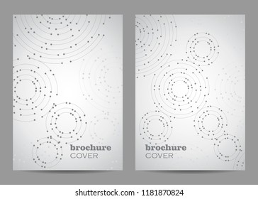 Brochure template layout design. Geometric pattern with connected lines and dots.