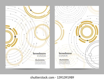 Brochure template layout design. Geometric pattern with connected lines and dots.