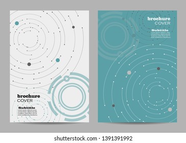 Brochure template layout design. Geometric pattern with connected lines and dots.