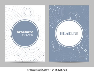Brochure template layout design. Geometric pattern with connected lines and dots.
