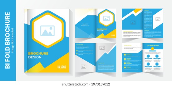 Brochure template layout design, minimal business brochure orange color shape design, annual report, company profile, editable template layout.