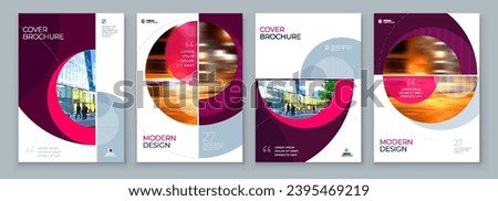 Brochure Template Layout Design Set Corporate Business Annual Report Catalog Magazine Flyer Mockup Creative Modern Bright Concept Circle Round Pink Shape