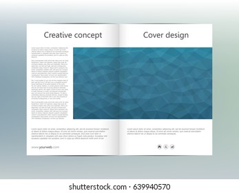 Brochure template layout, flyer, cover, annual report, magazine in A4 size. Triangular shape. Geometric abstract background. Vector illustration