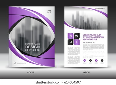 Brochure Template Layout, Purple Cover Design, Annual Report, Magazine Ads, Flyer, Booklet In A4