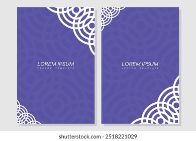 Brochure template layout, purple and white cover design, business annual report, flyer, magazine