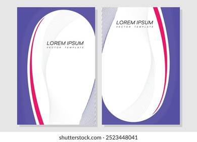 Layout der Broschüre, violettes und weißes Cover-Design, Geschäftsbericht, Flyer, Magazin