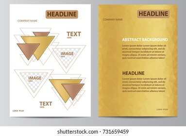 Brochure template layout with triangles in size A4.