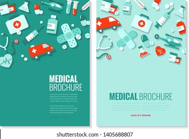 Brochure template - medical topics, healthcare, science, technology.