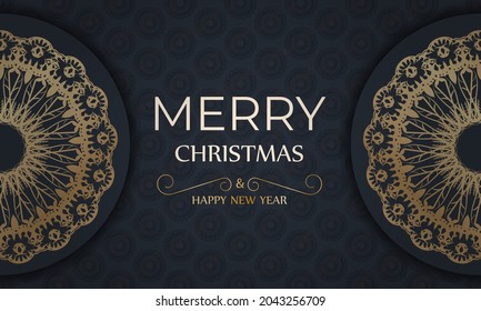 Brochure template Merry Christmas dark blue with winter blue ornament