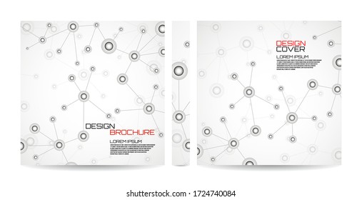 Brochure template with molecule background, connected structure. Dna, atom, neurons. Magazine, poster, book, presentation, advertising. Abstract vector background. Cover design your text