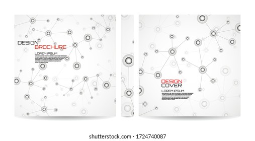 Plantilla de folleto con fondo molécula, estructura conectada. Adn, átomo, neuronas. Revista, afiche, libro, presentación, publicidad. Resumen del fondo vectorial. Cubra el diseño de su texto