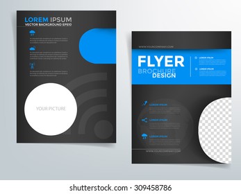 Brochure template orange and blue pastel element flyer vector brochure background set design angle and square box with space for text and message in A4 size