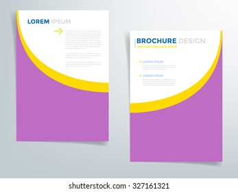 Brochure template orange yellow and purple pastel element flyer vector brochure background set design curve and line with space for text and message in A4 size