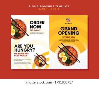 Brochure Template with premium vector ramen bowl