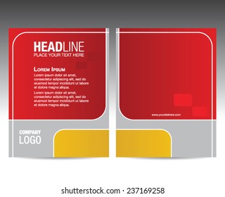 Brochure template, red and yellow design, front and back cover