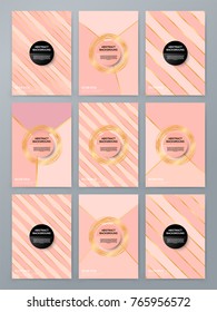 Brochure template with rose goldbackground. cover backdrop for banner or poster design