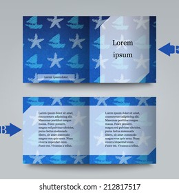 Brochure template with sea background. Eps10 Vector illustration