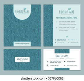 brochure template set with logo and floral pattern background.Visiting card, Business card identity design. Flyer Layout. Creative modern for boutique, cafe, cosmetic, medical branding