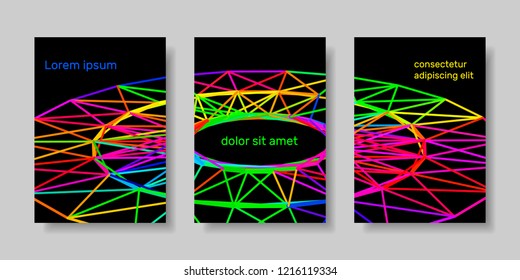 Brochure template set, size A4. Flyer design layout. Vector colorful illustration. Circle carcass framework.