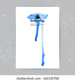 brochure template with ship logo over watercolor background