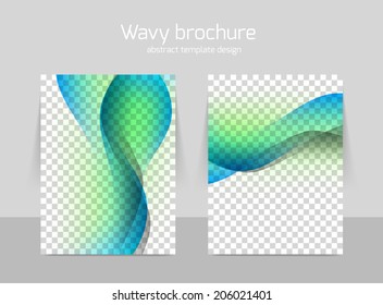 Brochure template with soft wavy lines for cover and flyers