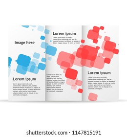 Brochure template tri fold flyer design mockup. Leaflet folder blank document publication business layout. Vector textbook booklet paper cover. Creative banner stationery a4. Triple catalog
