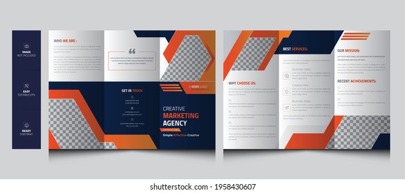 Brochure Template. Trifold Brochure Design For Agency, Company, Business Promotion. Tri Fold Leaflet ,Flyer, Brochure 