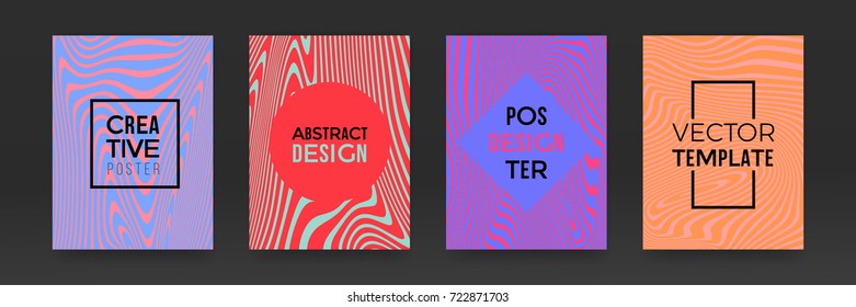Brochure templates set with marble or paint splash background texture for for banner, poster or magazine design cover. Vector abstract creative watercolor art pattern gradient backdrop