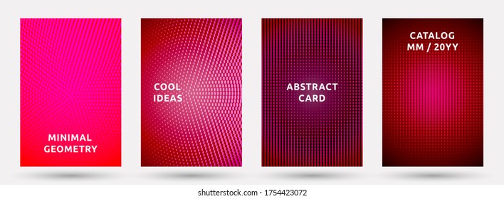 Brochure templates vector set. Cool halftone brochure covers. Dots halftone texture title pages geometric design. Gradient backgrounds cover page layouts. Nise dots texture composition.