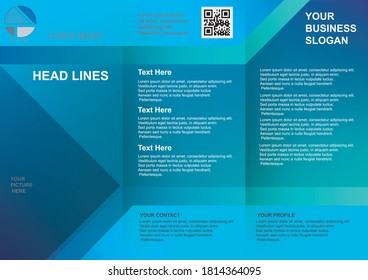 Brochure three columns design with blue and green gradient mesh backgroundnice for your business