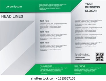 Brochure three columns white backgound and green header and footer